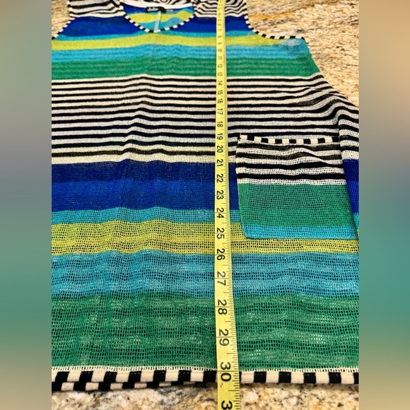 Dalin Hooded Mesh Sleeveless 2 Pocket Striped Swim Cover-up Women’s Size XL - Picture 6 of 6